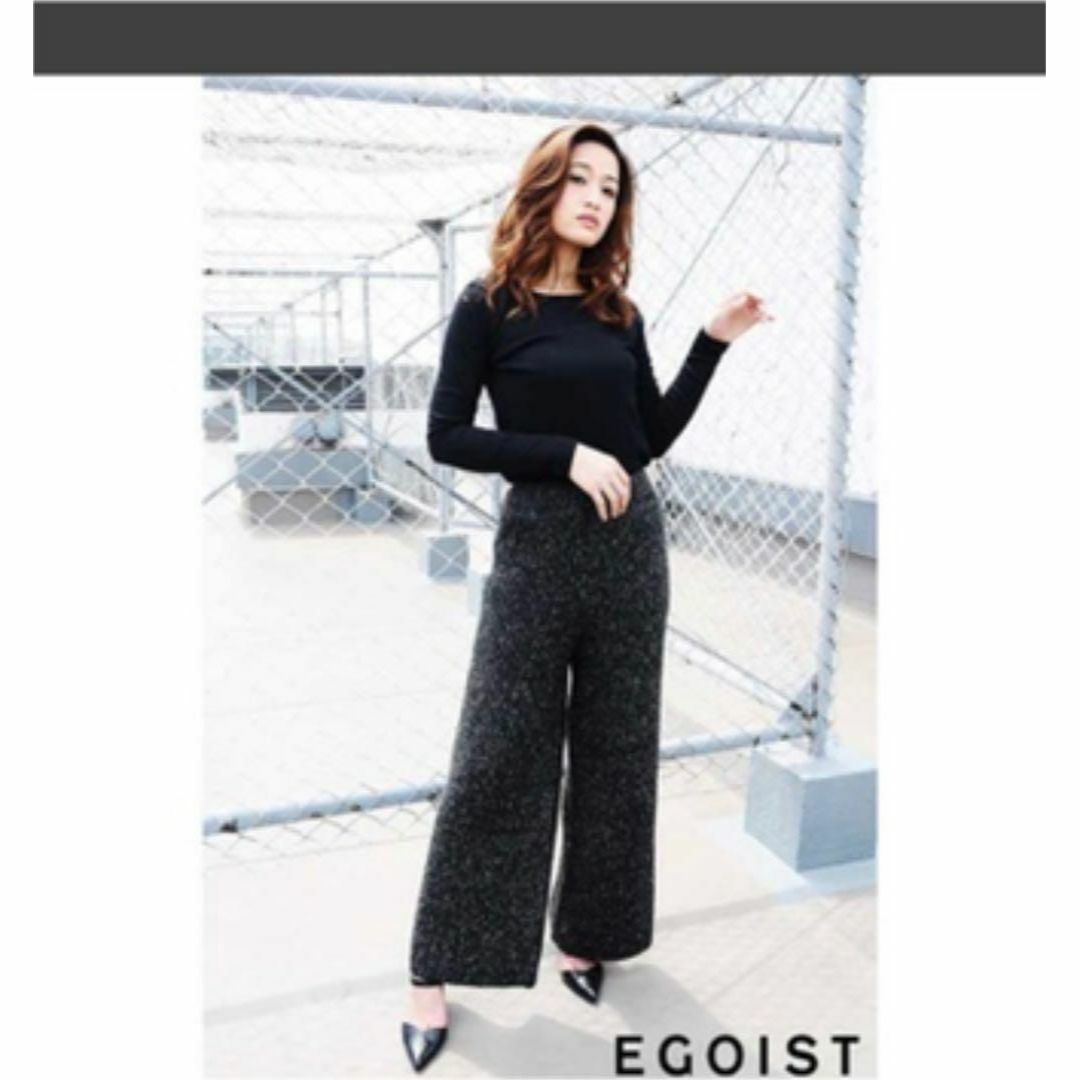 EGOIST(エゴイスト)の新品 未使用 エゴイスト MIXニットワイドパンツ フリーサイズ ブラック レディースのパンツ(その他)の商品写真