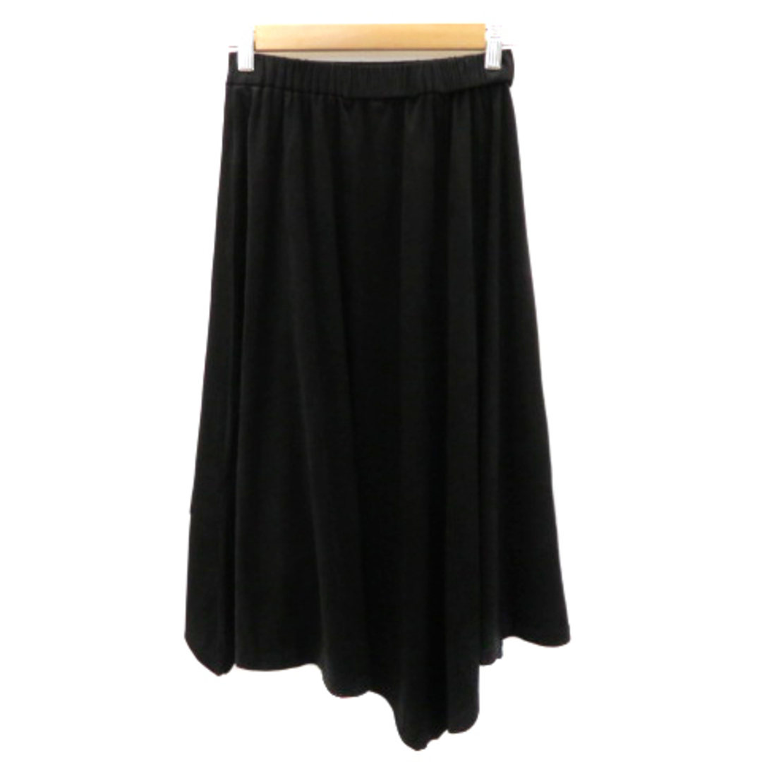 JEANASIS(ジーナシス)のジーナシス フレアスカート ミモレ丈 スエード調 無地 F 黒 ブラック レディースのスカート(ひざ丈スカート)の商品写真