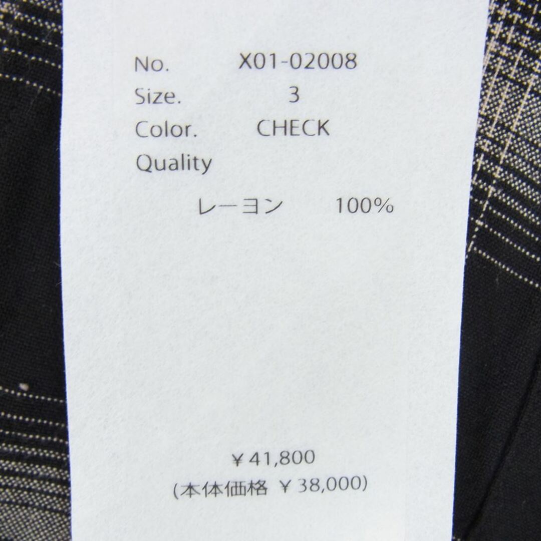 COMOLI コモリ 長袖シャツ 23SS X01-02008 レーヨンチェック オープンカラーシャツ 3【美品】