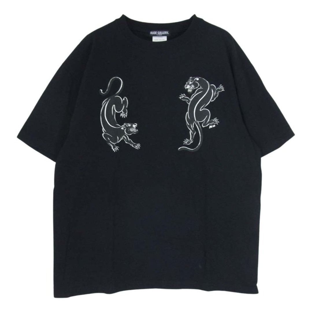 RUDE GALLERY ルードギャラリー Ｔシャツ The Distortion Districts PANTHER TEE ART WORK BY H.U. 半袖Tシャツ ブラック系 XL約54cm着丈