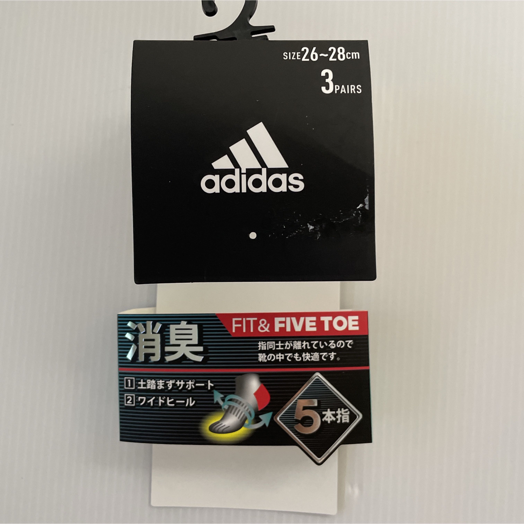 adidas(アディダス)の新品☆アディダス5本指 消臭 土踏まずサポート ソックス 靴下3足（26-28） メンズのレッグウェア(ソックス)の商品写真