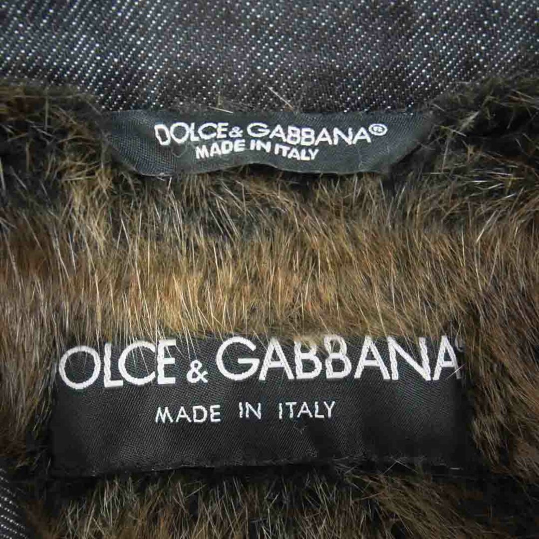 DOLCE&GABBANA ドルチェアンドガッバーナ デニムジャケット G9D05Z イタリア製 国内正規品 裏総リアルファー マスクラット毛皮 デニムジャケット 44