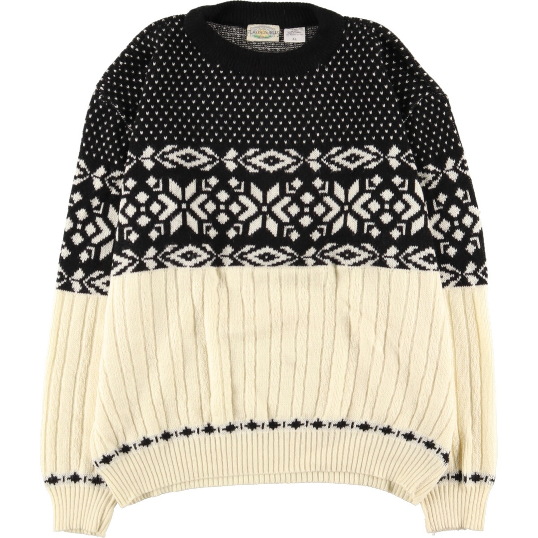 FLATIRONMILLS ハイネック フルジップ 総柄 アクリルニットセーター メンズL /eaa312457