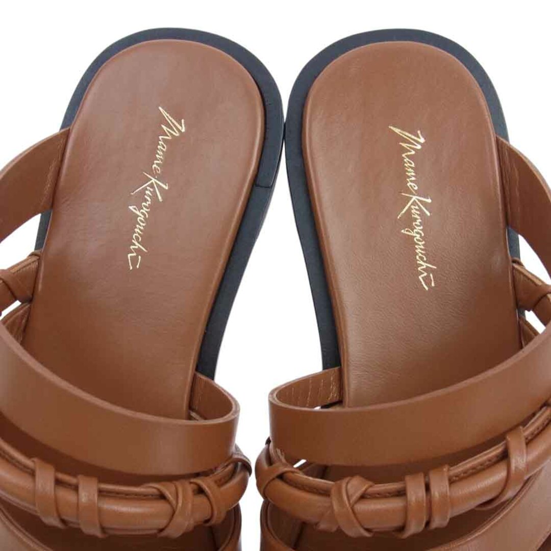 マメクロゴウチ mame kurogouchi サンダル MM23SS-AC307 Plait Detailed Leather Sandals レザー サンダル ブラウン系 24.5cm【極上美品】【中古】 レディースの靴/シューズ(サンダル)の商品写真