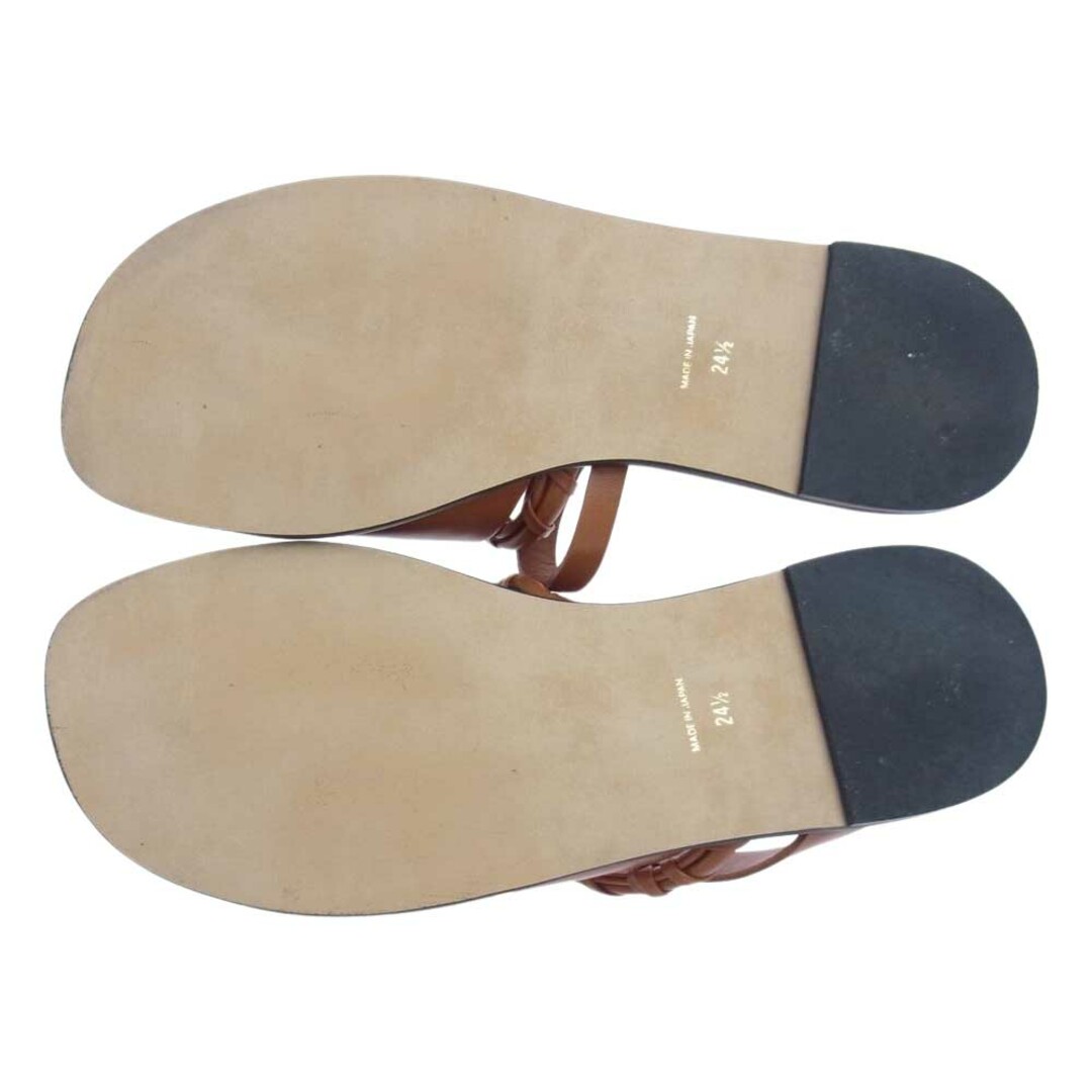マメクロゴウチ mame kurogouchi サンダル MM23SS-AC307 Plait Detailed Leather Sandals レザー サンダル ブラウン系 24.5cm【極上美品】【中古】 レディースの靴/シューズ(サンダル)の商品写真