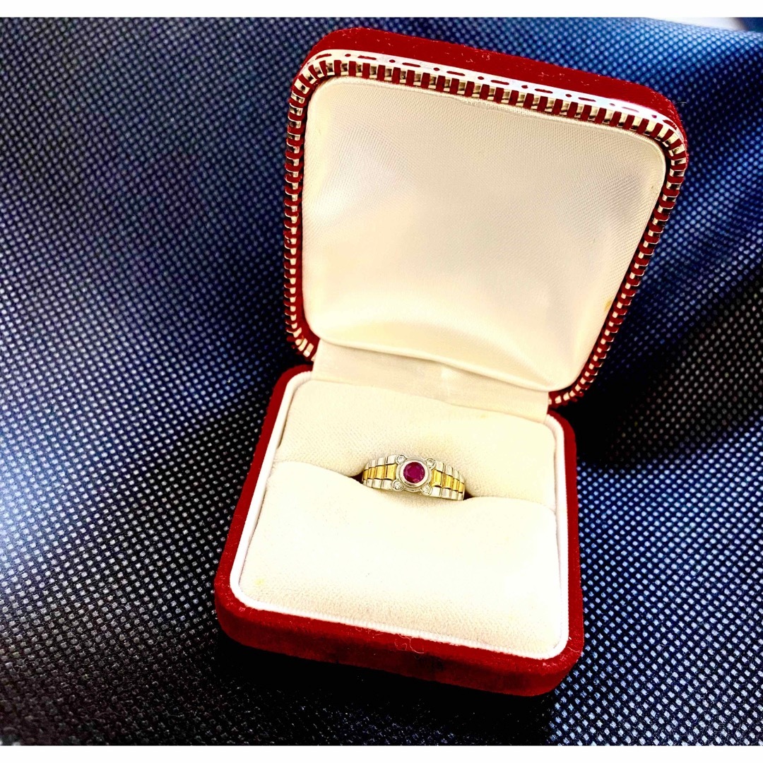 天然ルビー　ダイヤモンド　K18×プラチナ　リング　ring 指輪　宝石　宝飾