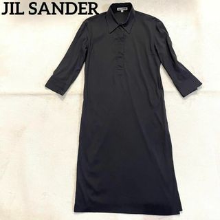 ジルサンダー(Jil Sander)の639 JIL SANDER シャツ ロング ワンピース 黒 36サイズ(ロングワンピース/マキシワンピース)