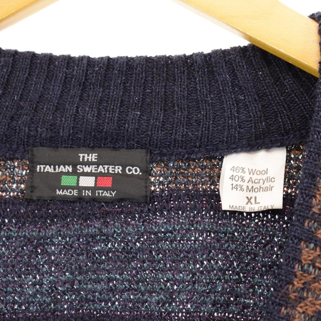 THE ITALIAN SWEATER CO 総柄 ウールニットカーディガン イタリア製 メンズXL /eaa353841