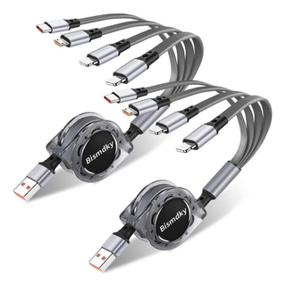 4in1 USB Type C ケーブル 巻き取り式 急速充電 充電器(バッテリー/充電器)