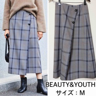 ビューティアンドユースユナイテッドアローズ(BEAUTY&YOUTH UNITED ARROWS)のBEAUTY&YOUTH❤️チェックラップボタンスカート(ロングスカート)