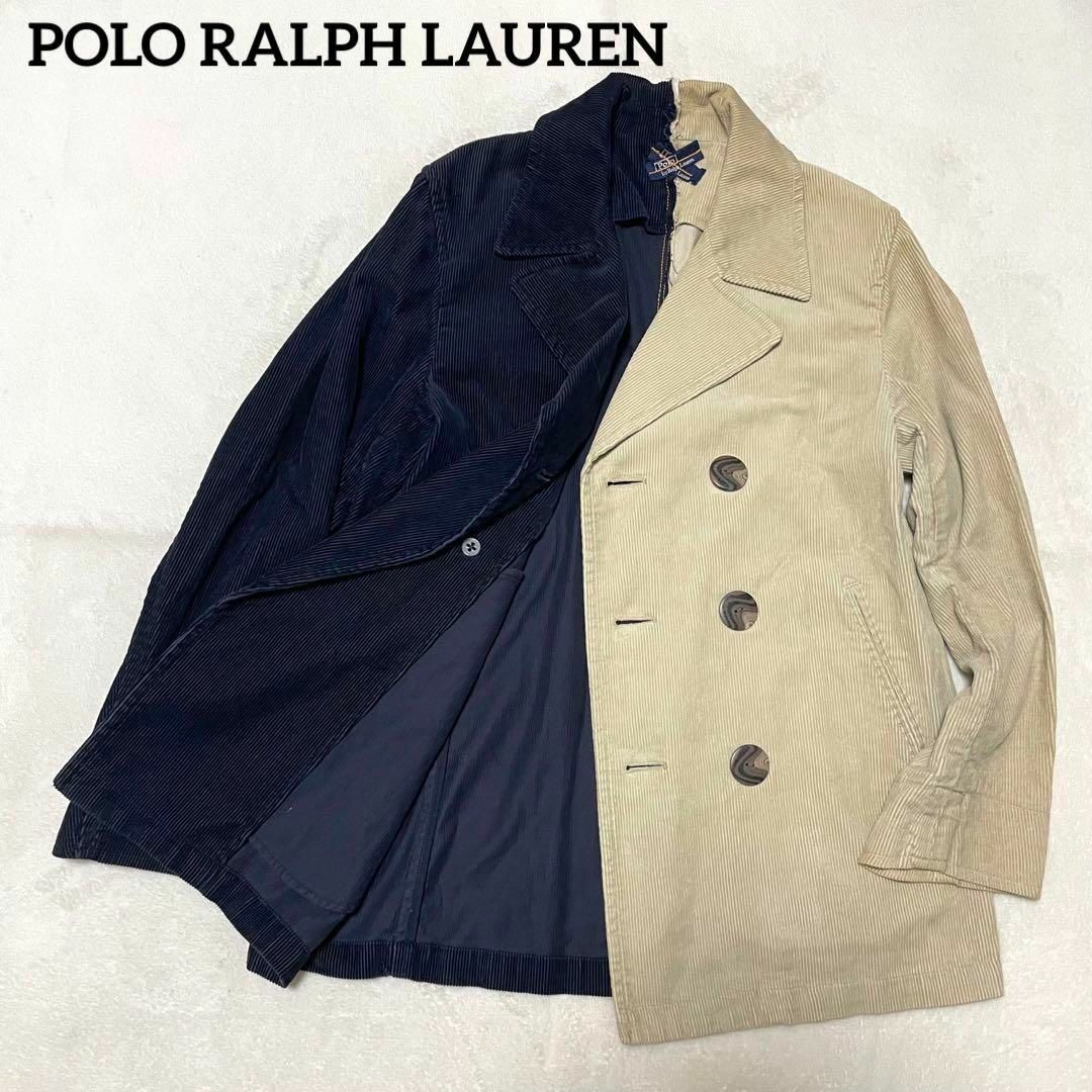 636 希少 POLO RALPH LAUREN ツートンジャケット ダブル 綿-