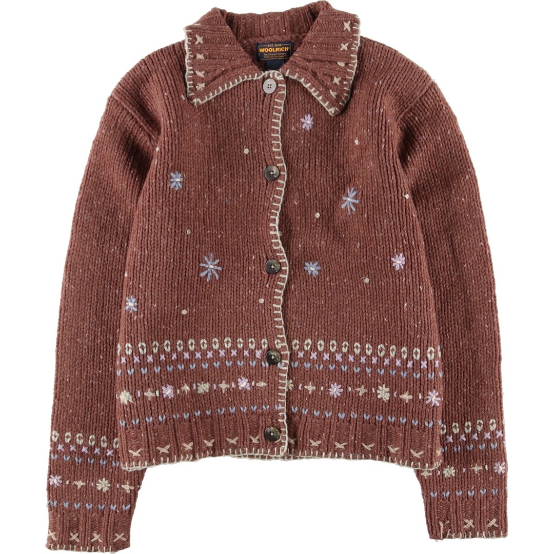 ウールリッチ WOOLRICH 総柄 ウールニットカーディガン レディースXL /eaa353853