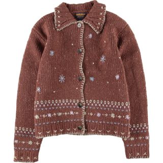 ウールリッチ(WOOLRICH)の古着 ウールリッチ WOOLRICH 総柄 ウールニットカーディガン レディースXL /eaa353853(カーディガン)