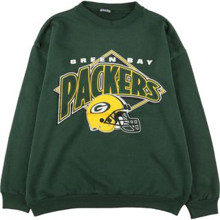 古着 NFL Green Bay Packers グリーンベイ パッカーズ プリントスウェットシャツ トレーナー メンズL /eaa353566(スウェット)