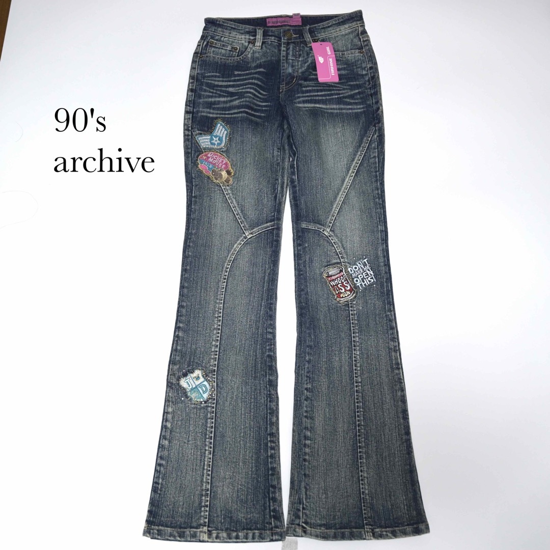 90s firhine ギミックデザイン　フレアパンツ　y2k vintage