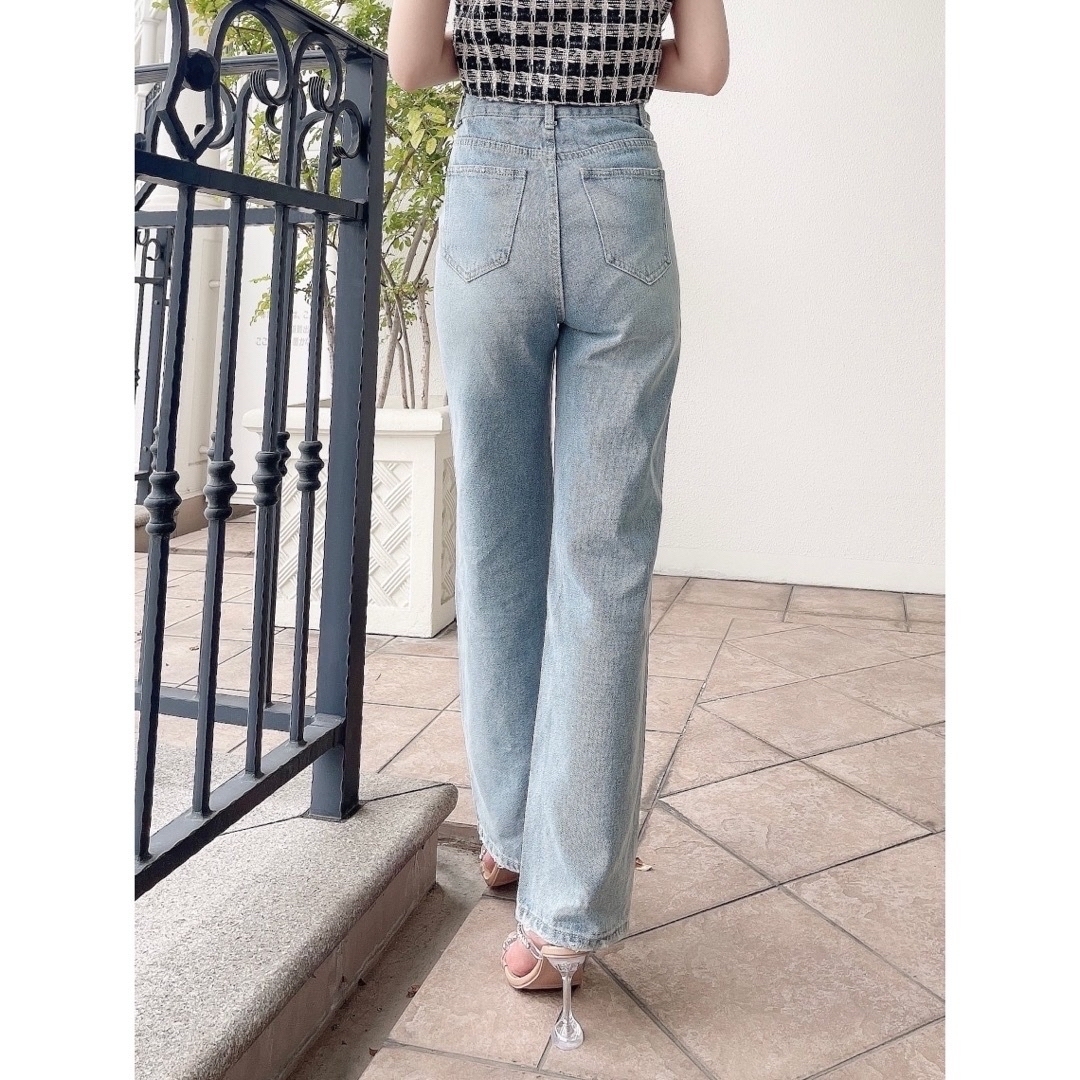 pomme d'amour rhinestone straight denim