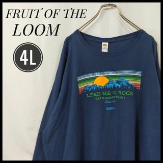 フルーツオブザルーム(FRUIT OF THE LOOM)のフルーツオブザルーム　４Ｌサイズ　長袖Ｔシャツ　デカロゴ　自然　ゆるだぼ　ロンＴ(Tシャツ/カットソー(七分/長袖))