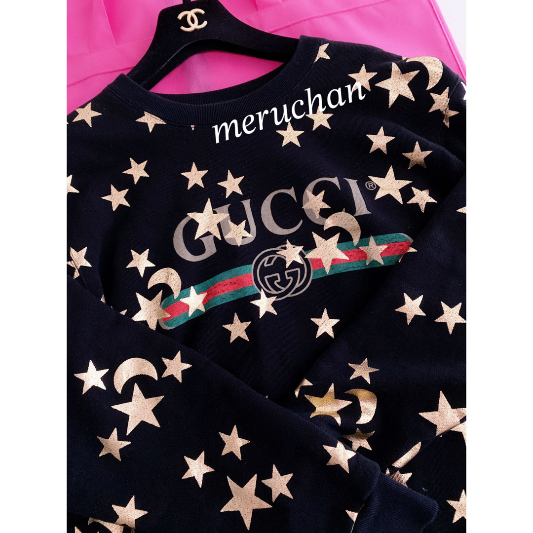 【美品】GUCCI 月星柄 ビッグロゴトレーナー スウェット パーカー