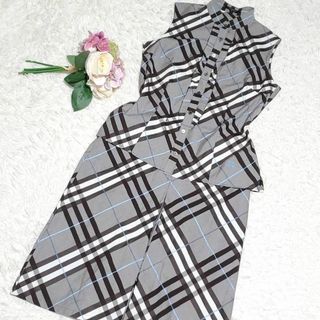 BURBERRY - 美品 L バーバリー セットアップ グレー ひざ丈スカート ...