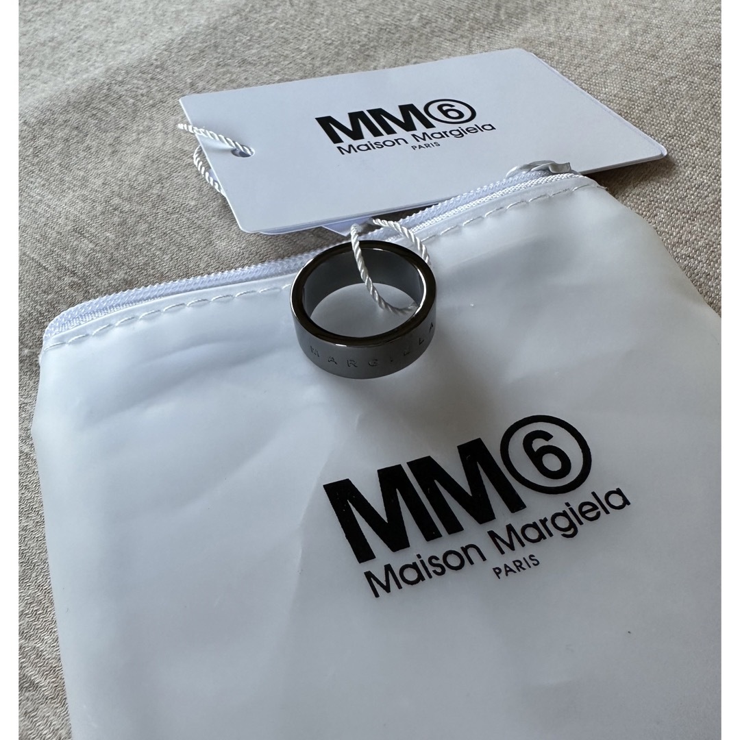 2新品 メゾン マルジェラ MM6 ブランドロゴ リング ダークシルバー 指輪
