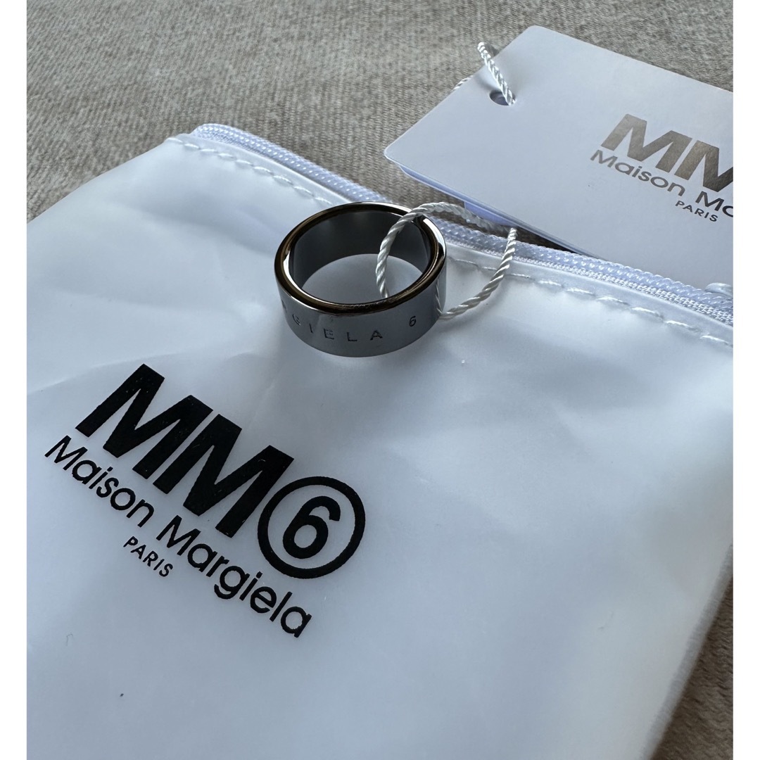 2新品 メゾン マルジェラ MM6 ブランドロゴ リング ダークシルバー ...