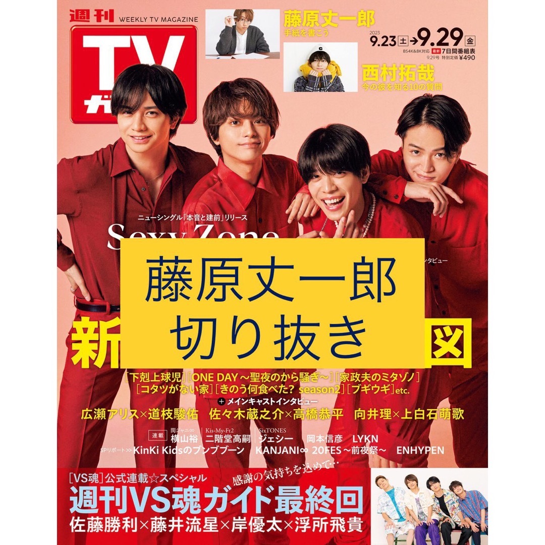 なにわ男子(ナニワダンシ)のTVガイド 2023年9月29日号 藤原丈一郎 切り抜き エンタメ/ホビーの雑誌(アート/エンタメ/ホビー)の商品写真