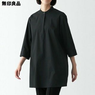 ムジルシリョウヒン(MUJI (無印良品))の◆新品◆  無印良品 コットン混サテン チュニック／黒／Ｍ(チュニック)