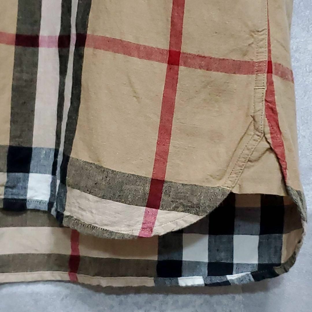 BURBERRY - 美品☆ BURBERRY 半袖シャツ 麻混 ノバチェック XL