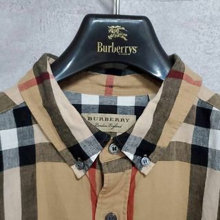 BURBERRY - 美品☆ BURBERRY 半袖シャツ 麻混 ノバチェック XL