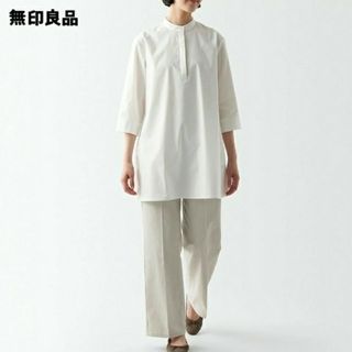 ムジルシリョウヒン(MUJI (無印良品))の■新品■  無印良品 コットン混サテンチュニック／オフ白／XL(チュニック)