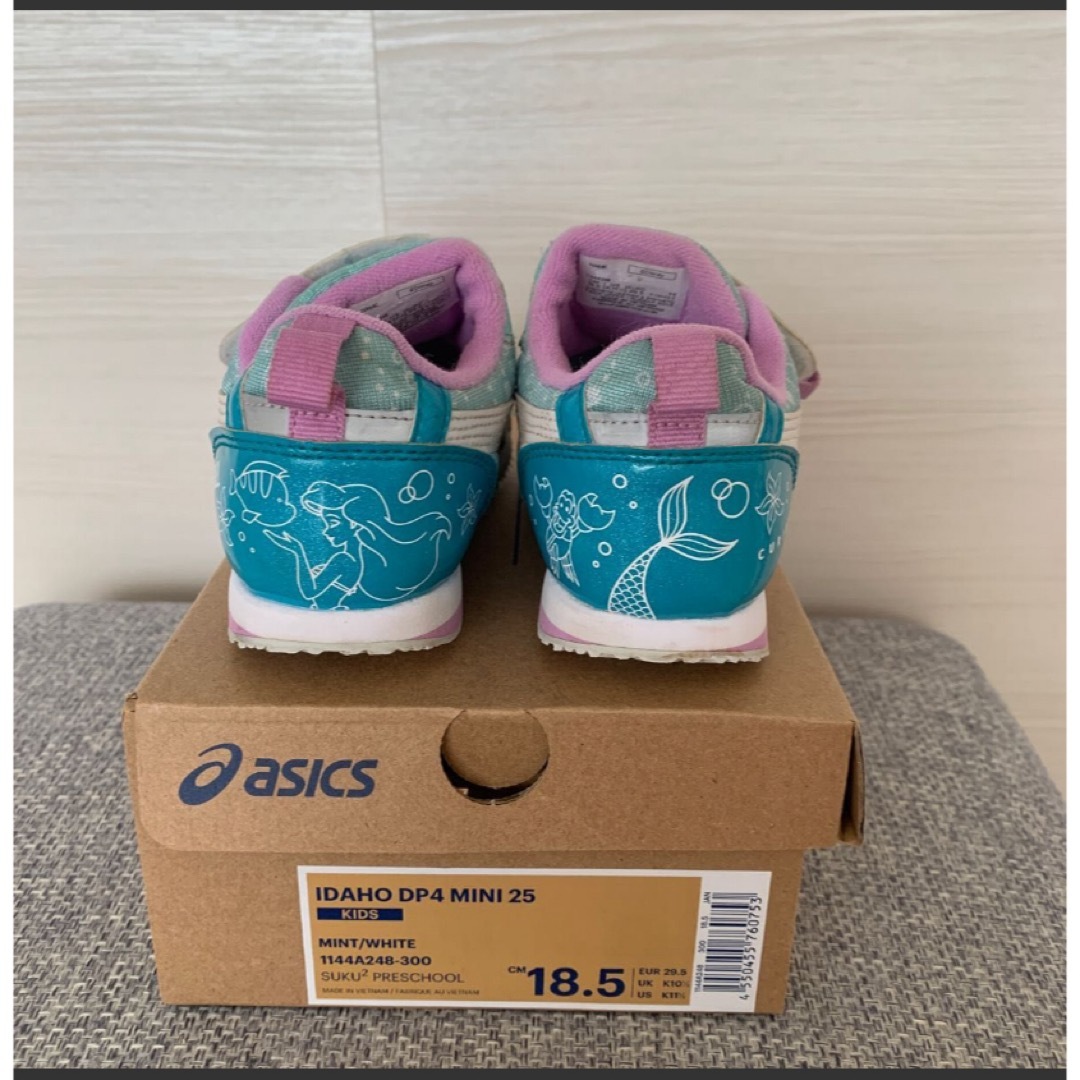 asics(アシックス)のアシックス　asics スクスク　ディズニーアリエルコラボ　18,5cm キッズ/ベビー/マタニティのキッズ靴/シューズ(15cm~)(スニーカー)の商品写真