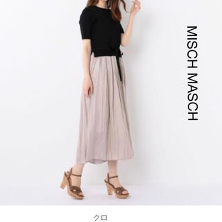 ミッシュマッシュ(MISCH MASCH)のMISCH MASCH ニット＆ワッシャー加工ドッキングワンピース(クロ)(ロングワンピース/マキシワンピース)