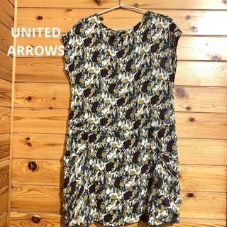 ユナイテッドアローズ(UNITED ARROWS)のUNITEDARROWS ワンピース モザイク柄 茶色カーキ レディース♡(ひざ丈ワンピース)