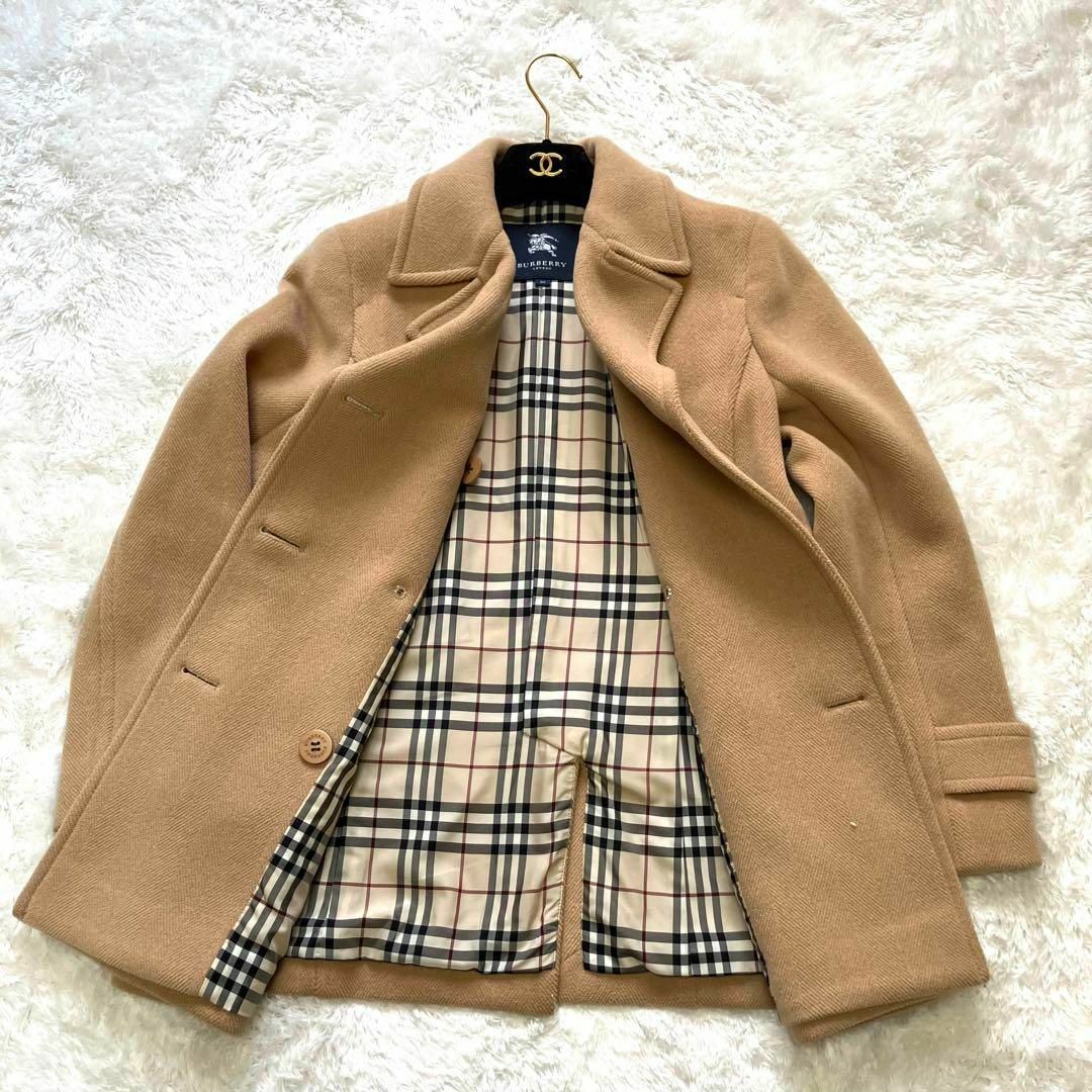 BURBERRY(バーバリー)の美品✨️ バーバリーロンドン ピーコート ダブル ノバチェック ウール 38 M レディースのジャケット/アウター(ピーコート)の商品写真