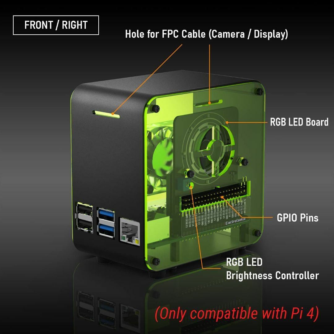 【人気商品】ElectroCookie Raspberry Pi 4ケース ミニ 4