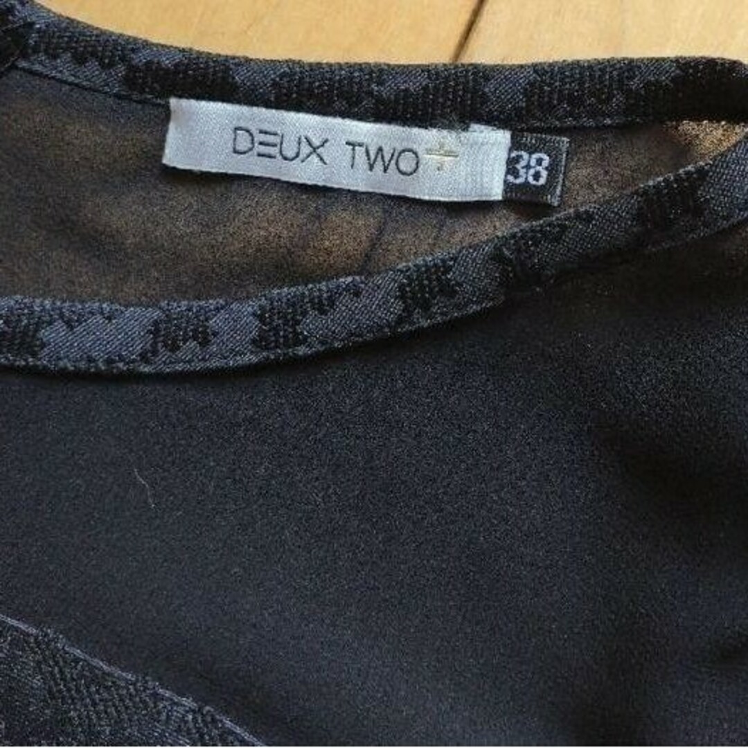 ♥️極美品♥️未使用に近い【DEUX TWO】38 黒 手洗可 コットン100% レディースのワンピース(ひざ丈ワンピース)の商品写真