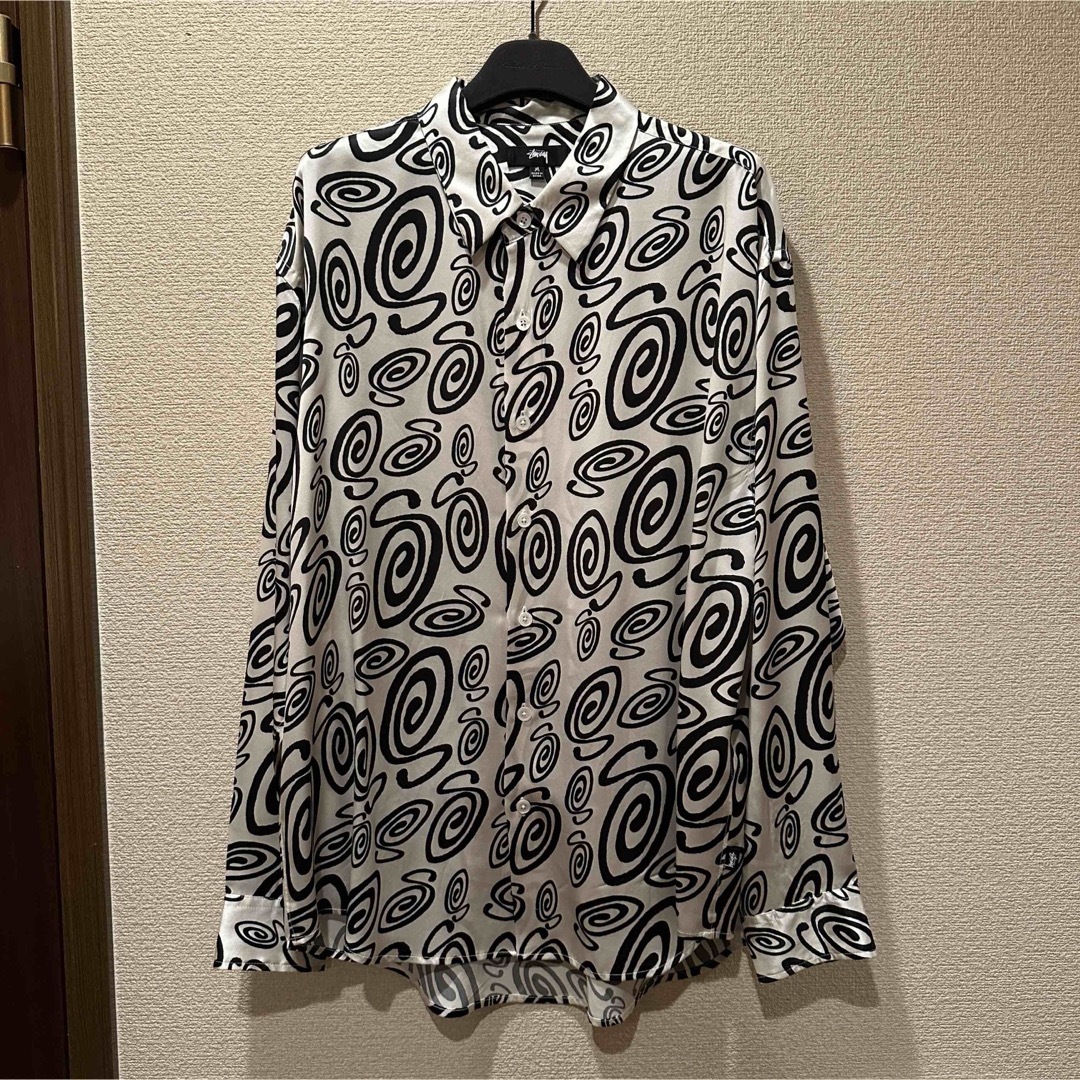 STUSSY S SWIRLY SILK SHIRT シルク シャツ M