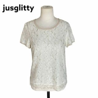 ジャスグリッティー(JUSGLITTY)のjusglitty ジャスグリッティー レース　花柄　Tシャツ　カットソー　白(シャツ/ブラウス(半袖/袖なし))