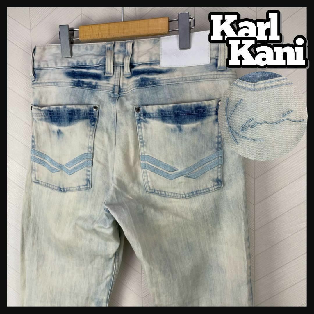 カールカナイ　KARL KANI  デニム　刺繍　ホワイトステッチ　大きいサイズ