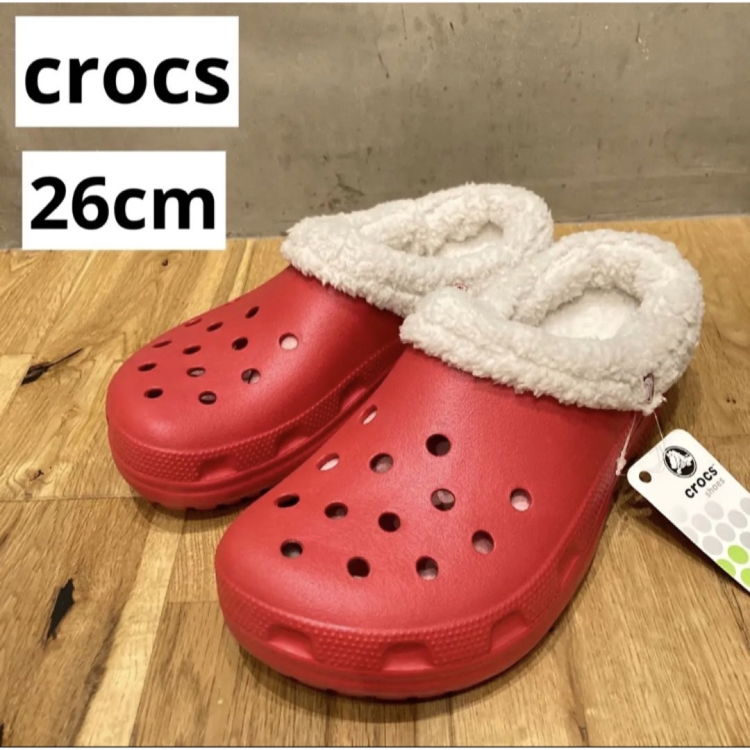 crocs(クロックス)の新品送料込み　クロックス　crocs マンモス　ボアサンダル　レッド　26cm メンズの靴/シューズ(サンダル)の商品写真