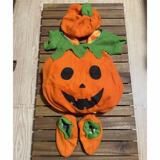 ハロウィン かぼちゃ コスプレ ベビー ロンパース 80サイズ(ロンパース)
