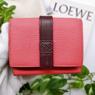 ロエベ 三つ折り財布 トライフォールドウォレット ピンク アナグラム