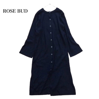 ローズバッド(ROSE BUD)のローズバッド 大人可愛い シャツワンピース ロング丈 黒系 フリーサイズ(ロングワンピース/マキシワンピース)