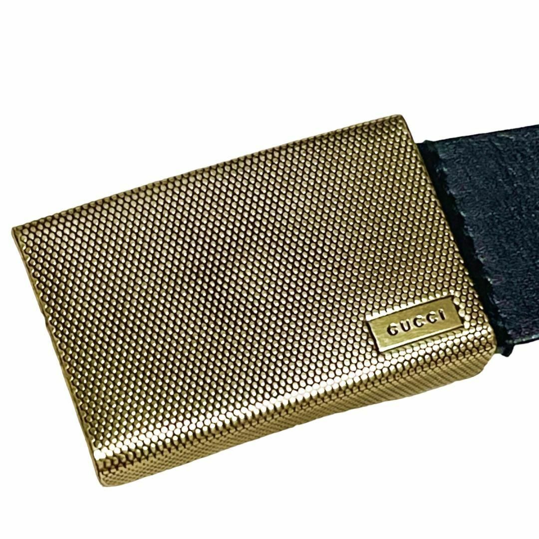 珍品】GUCCI グッチ バックルベルト 100-40 黒金 ブラックゴールド-