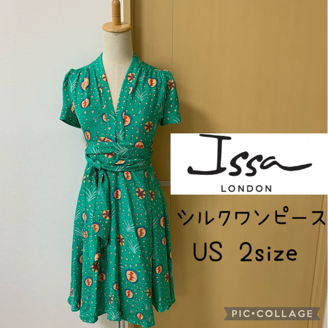 Issa London イッサロンドン★シルクワンピース ボタニカル柄 US2