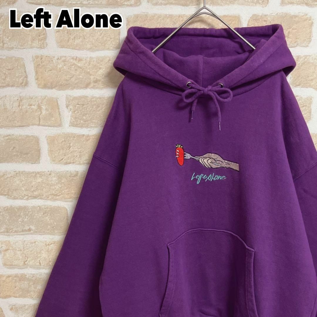 Left Alone レフトアローン パーカー プルオーバー 刺繍 プリント 紫