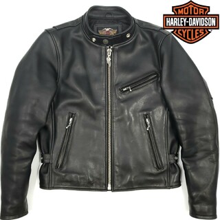 Harley Davidson - 肉厚牛革◆HARLEY-DAVIDSON◆レザーライダースジャケット黒M719