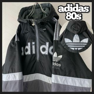 adidas アディダス　90s ナイロン　プルオーバー　フーディ　デカロゴ