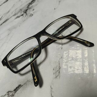 1869超美品　レイバン　5208　メガネ　眼鏡　度あり弱　鼈甲柄　アンバー