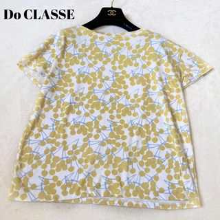 ドゥクラッセ(DoCLASSE)のDoClasse ドゥクラッセ　総柄　カットソー　半袖　花柄　リーフ　黄色　L(Tシャツ(半袖/袖なし))